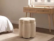 Förvaringspuff FLOWER Blomma Bouclé Off-White_1086498