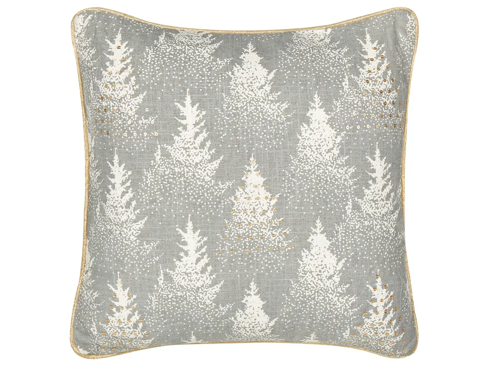 Throw Cushion BILLBERGIA 45 x 45 cm Cotton Grey Christmas Motif
