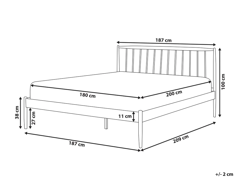 Säng med lamellram Metall MAURS 180 x 200 cm Vit_794558