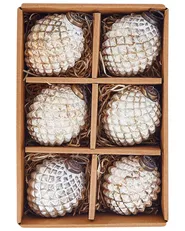 Set med 6 julgranskulor LAITON Glas Off-White_1065981