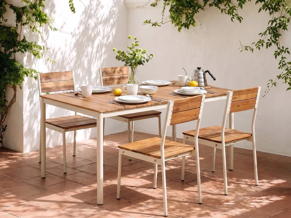 Trädgårdsmatbord för 6 personer GIOVINAZZO 180 cm 90 cm Akaciaträ Brun_1124696