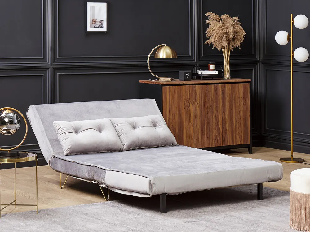 Living Room Set 3 Seater VESTFOLD Velvet Grey_808936
