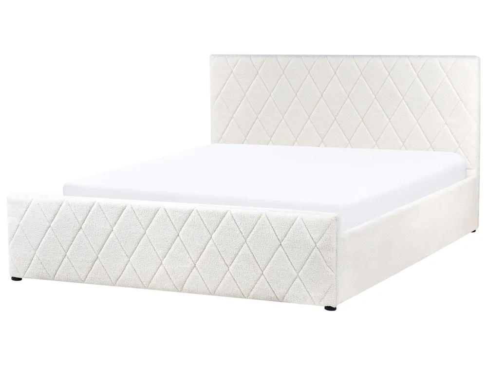 Säng med förvaring ROCHEFORT Bouclé Off-White 160 x 200 cm_993761