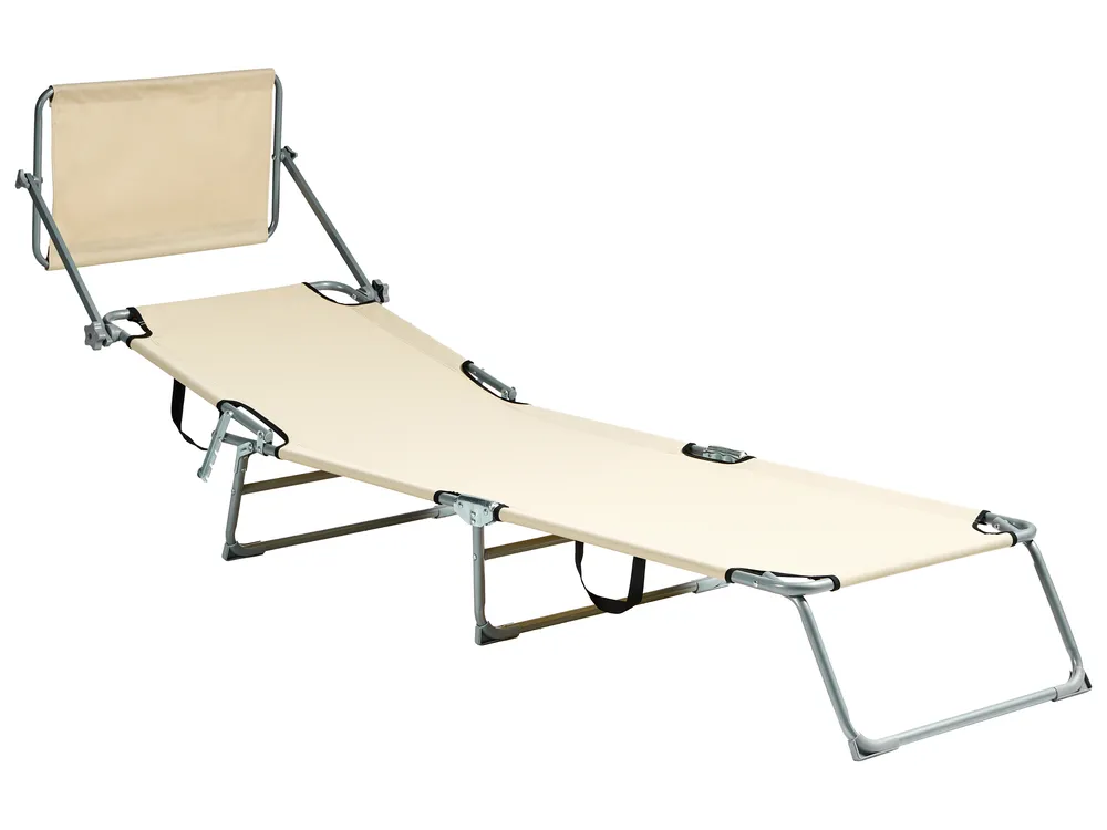 Aurinkotuoli FOLIGNO kallistettava Metalli Beige_995301