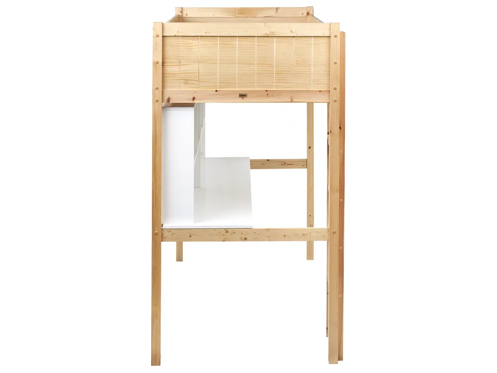High Sleeper Bed with Desk Pine Wood FOUCAMONT 90 x 200 cm (EU Single) Light Brown_964303