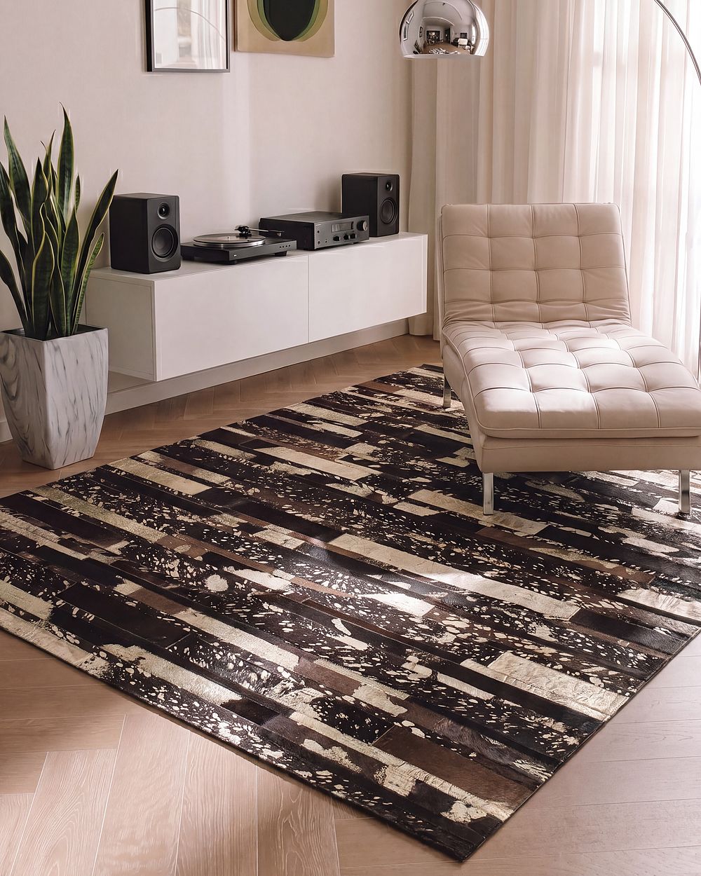 Teppe ARTVIN Brun 160 x 230 cm Ekte skinn