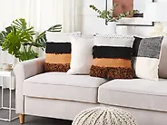 Set med 2 prydnadskuddar MIHALGAZI 45 x 45 cm Bomull Flerfärgad Randigt_1180179