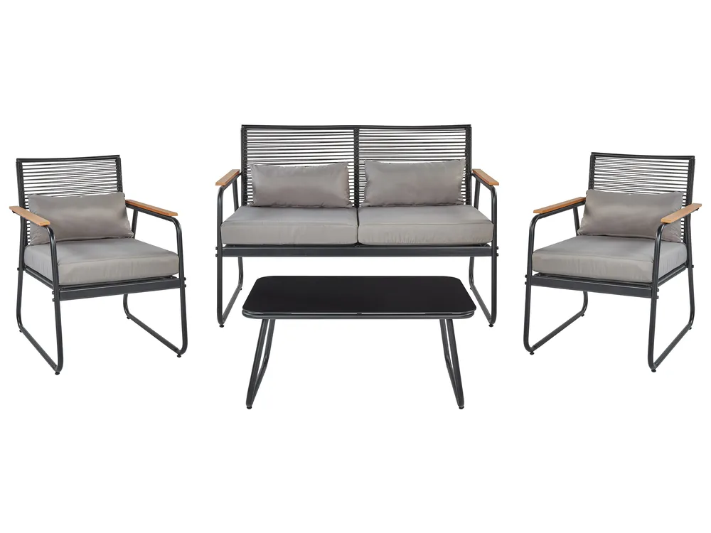 Garden Lounge Set with Table 4 Seater POMONTE Metal Black