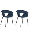 Set of 2 Dining Chairs ELMA Fabric Dark Blue