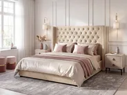 Ottoman Bed LUBBON Velvet Beige 180 x 200 cm (EU Super King)_1080586