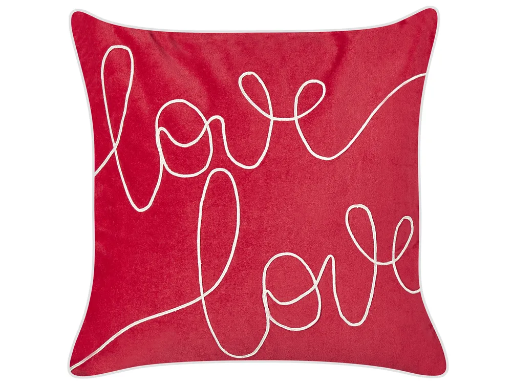 Set of 2 Decorative Cushions SIDERASIS 45 x 45 cm Velvet Red Text_892869