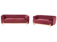 Living Room Set 5 Seater ALNOR Chenille Burgundy_1019113