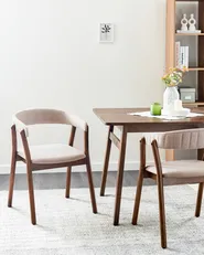 Set of 2 Dining Chairs MYLO Fabric Dark Brown/ Beige_949184