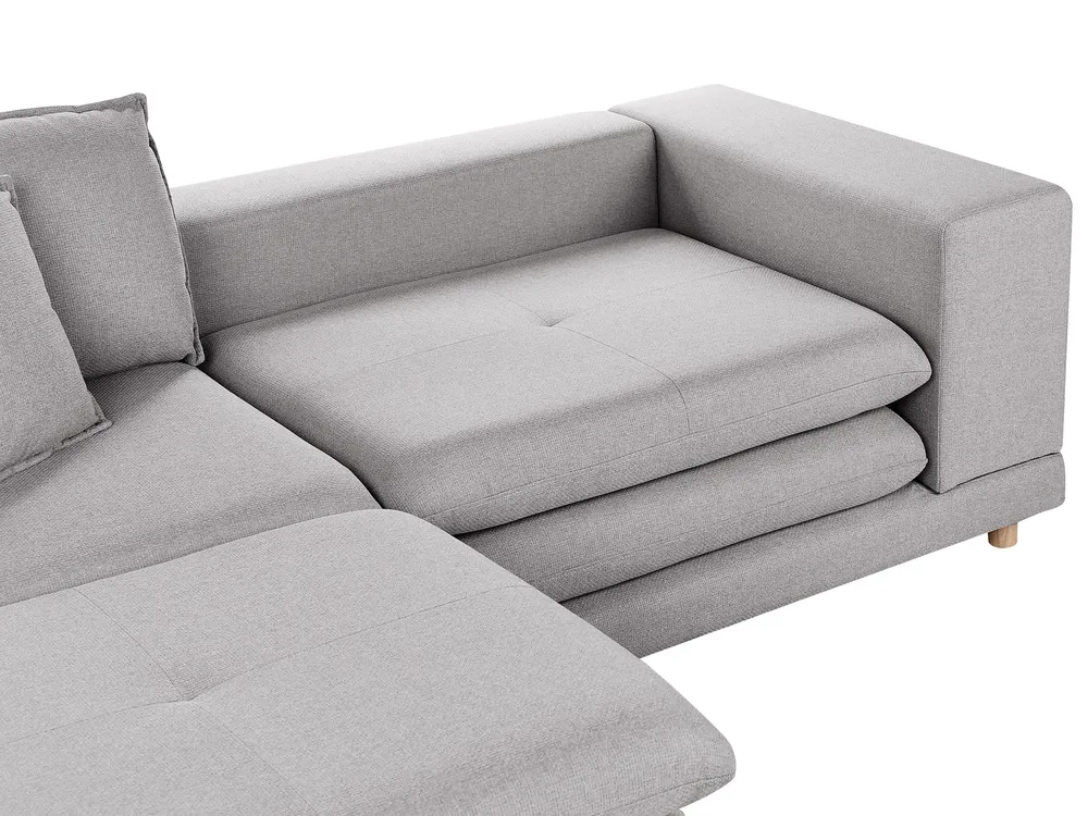 Sofa 2 Seater HEDEN with Ottoman Fabric Grey_950676