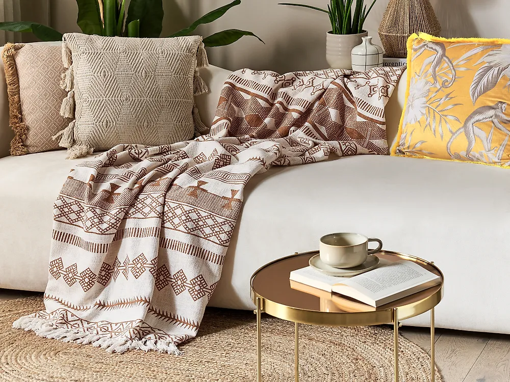 Torkkupeitto JORHAT Puuvilla 130 x 180 cm Beige_1178437