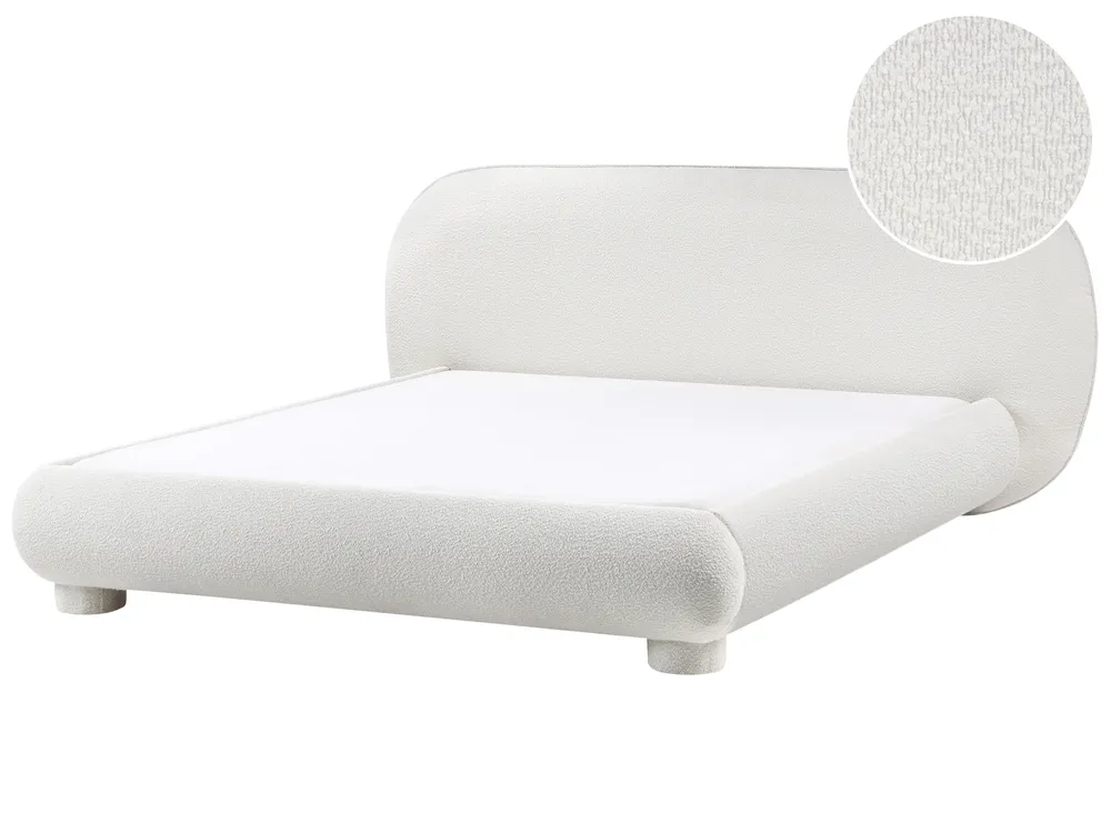 Bed Boucle BAYEL 160 x 200 cm (EU King Size) Off-White