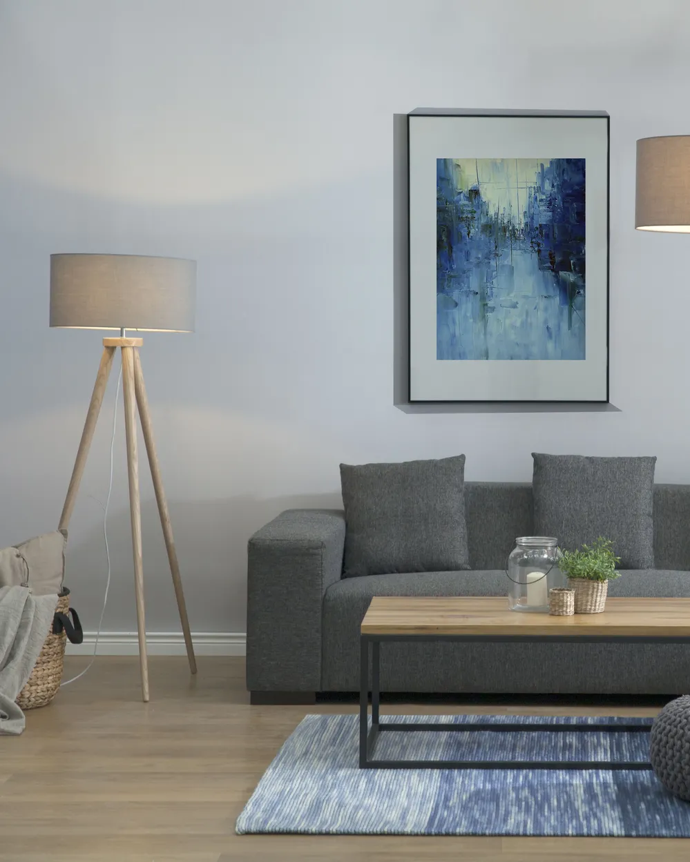 Floor Lamp NITRA Oak Wood Grey