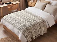 Pläd PANVEL Bomull 130 x 180 cm Vit_1178876