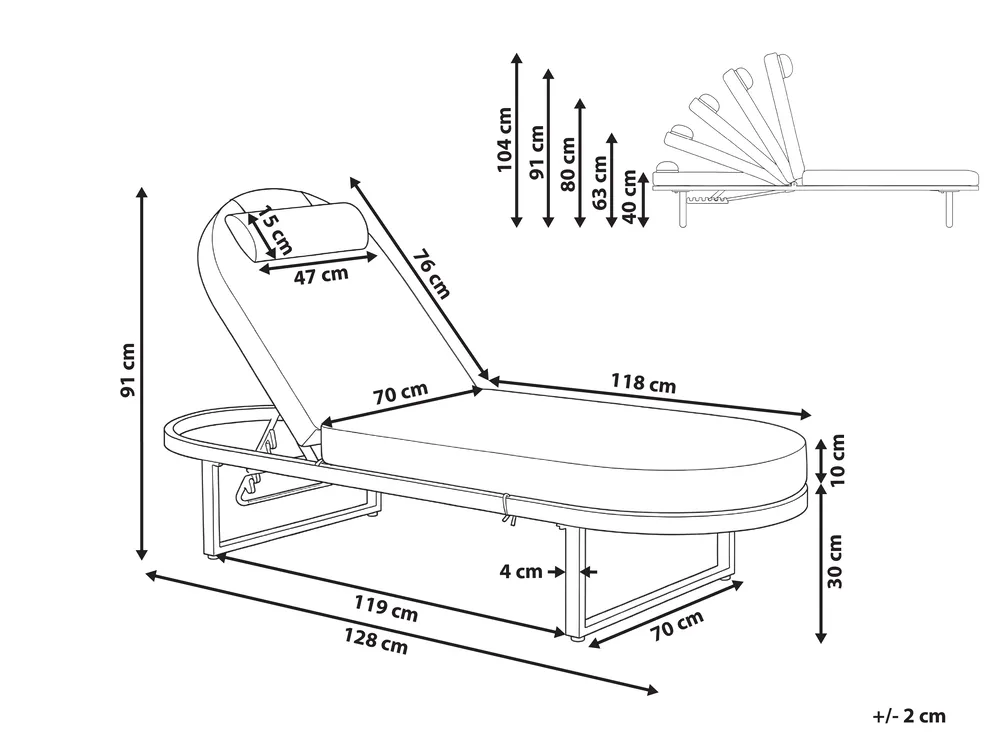 Sun Lounger with Cushion RONCOLO Metal Grey_1116699