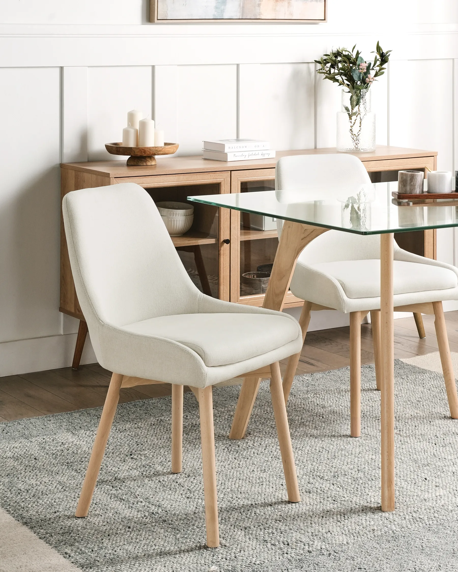 Set of 2 Dining Chairs MELFORT Fabric Off-White_958087