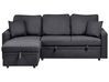 Corner Sofa Bed 3 Seater NASSJO Faux Linen Black Right Hand