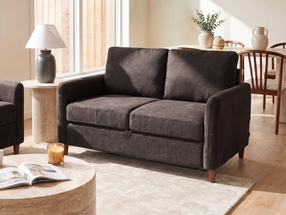 Sofa 2 Seater MARE Fabric Dark Brown