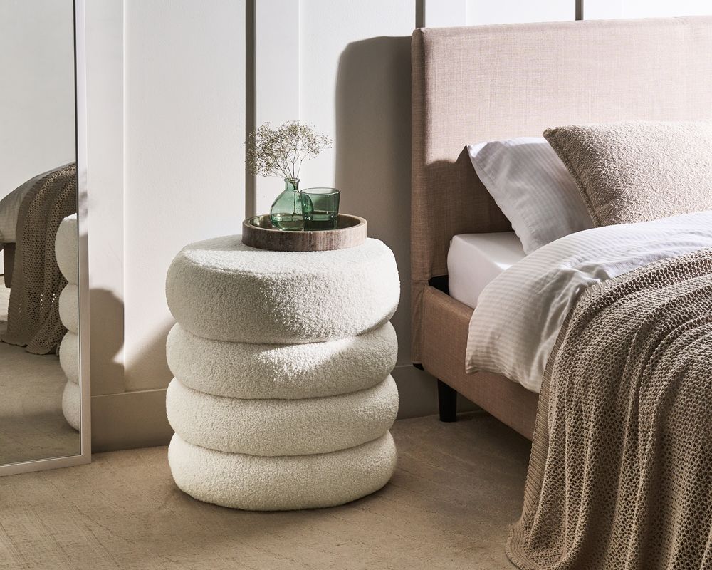 Pouffe SUMPTER Boucle Off-White