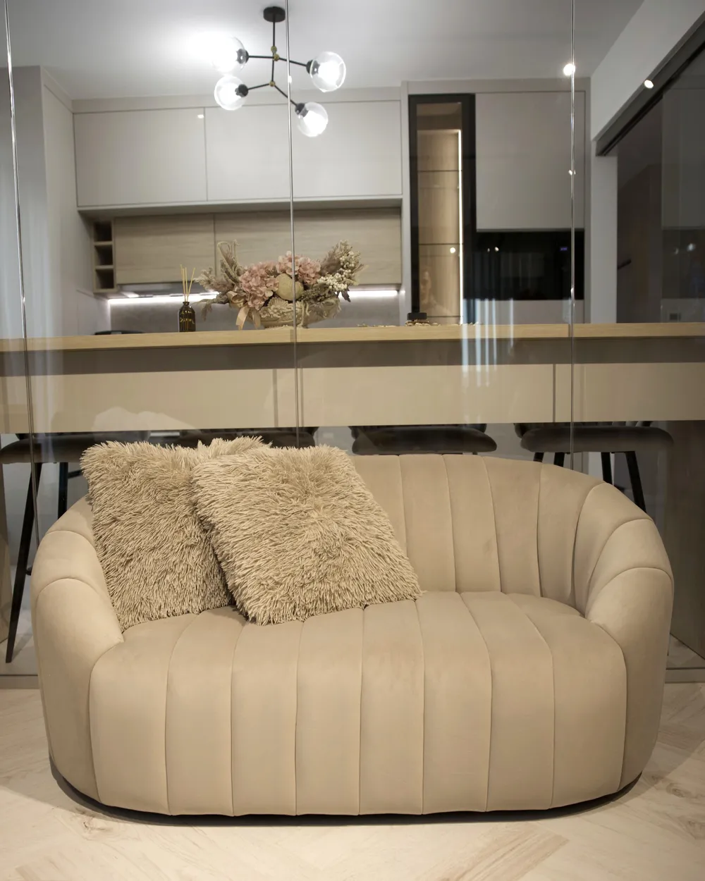 Sohva 2-istuttava MALUNG Sametti Beige_1046746