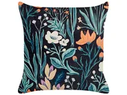 Set of 2 Decorative Cushions OSMUNDA 45 x 45 cm Velvet Black Floral Pattern_839052