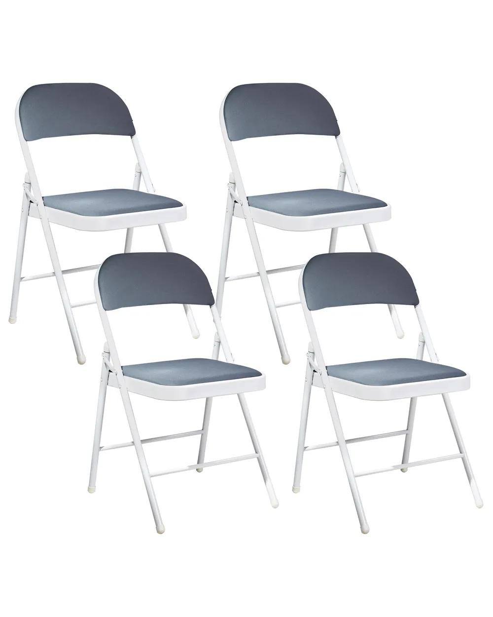 Set of 4 Folding Chairs SPARKS Metal Dark Grey/ White