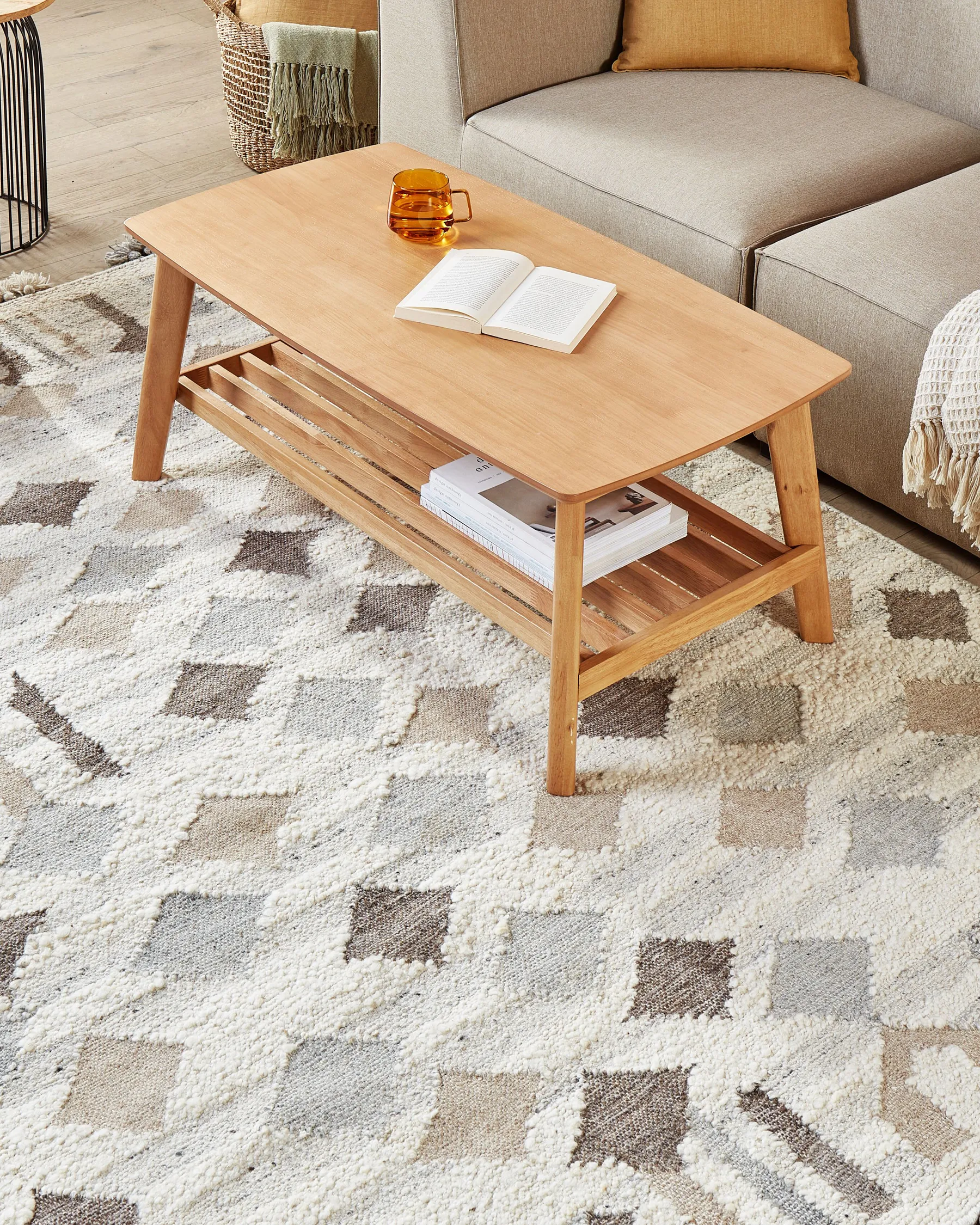 Rug KAGHTSRASHEN Beige 160 x 230 cm Kilim Wool_859878