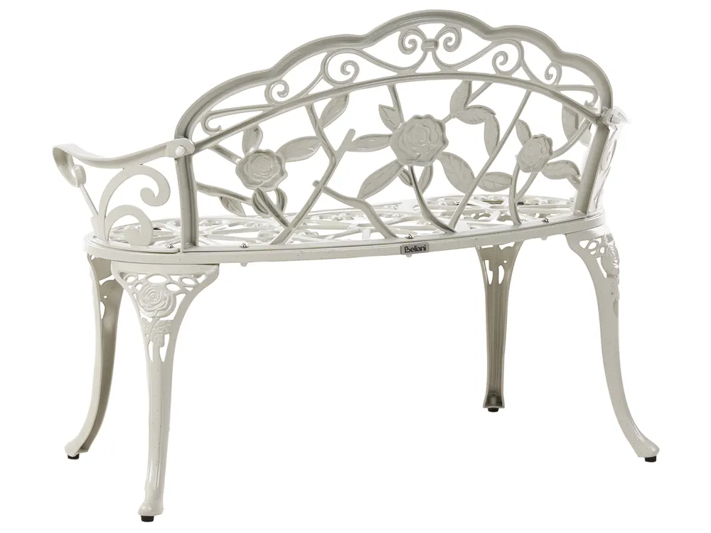 Trädgårdsbänk PIURA 88 cm Metall Vit_1012098