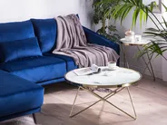 Coffee Table MERIDIAN Tempered Glass Marble/ Gold_758954
