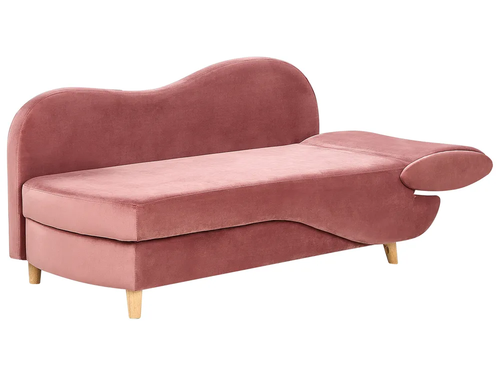 Right-Hand Chaise Longue MERI with Storage Velvet Pink_914304