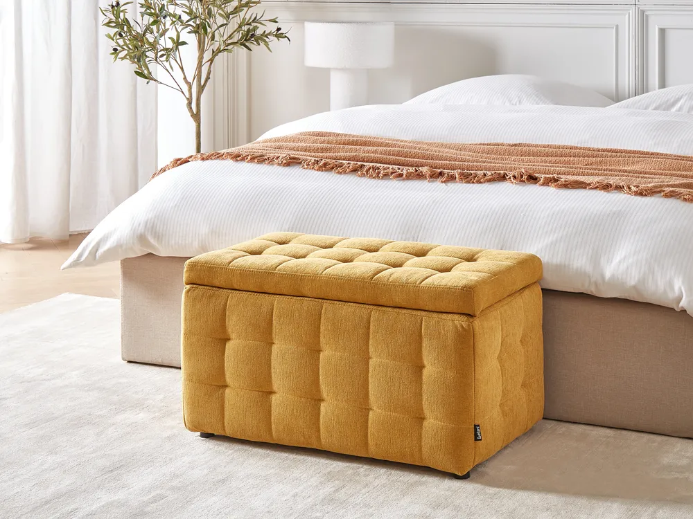 Storage Ottoman MICHIGAN Fabric Yellow