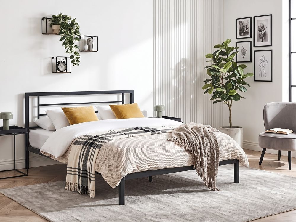 Säng med lamellram Metall CUSSET 180 x 200 cm Svart