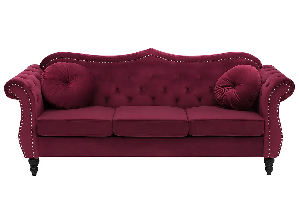 Sofa 3-seter SKIEN Fløyel Mørkerød