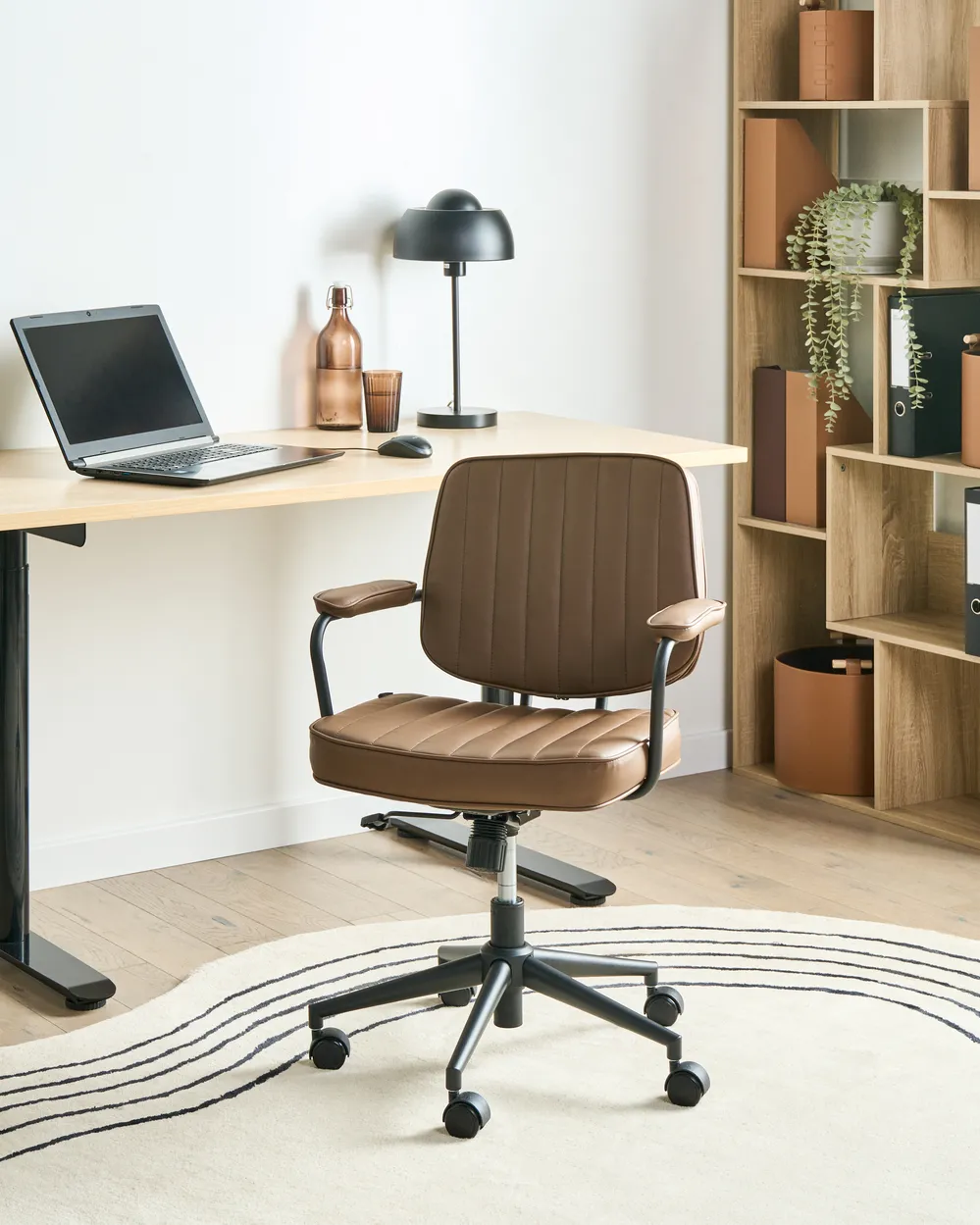 Desk Chair BERNE Faux Leather Brown