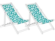 Set of 2 Sun Lounger Replacement Fabrics ANZIO/AVELLINO 113 x 44 cm Turquoise_1073902
