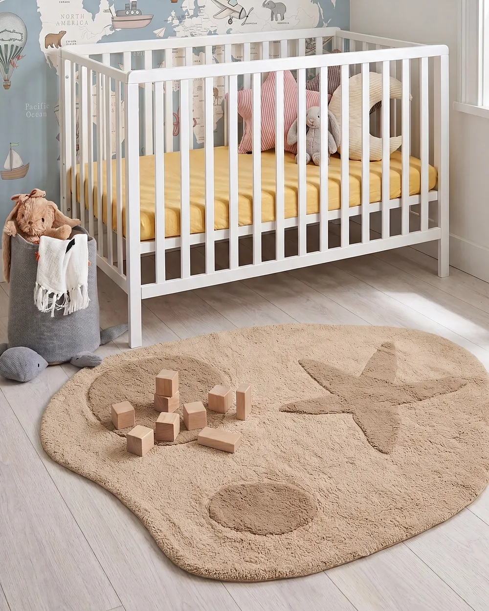 Barneteppe IRINGAL  Lys beige ø 120 cm Bomull