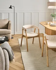 Set of 2 Dining Chairs MYLO Fabric Light Brown/ Off-White_1068339