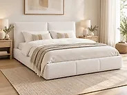 Bed Boucle VINAY 160 x 200 cm (EU King Size) White_1175077