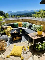 Garden Corner Sofa with Table 5 Seater MESSINA Metal Black Left Hand_803115