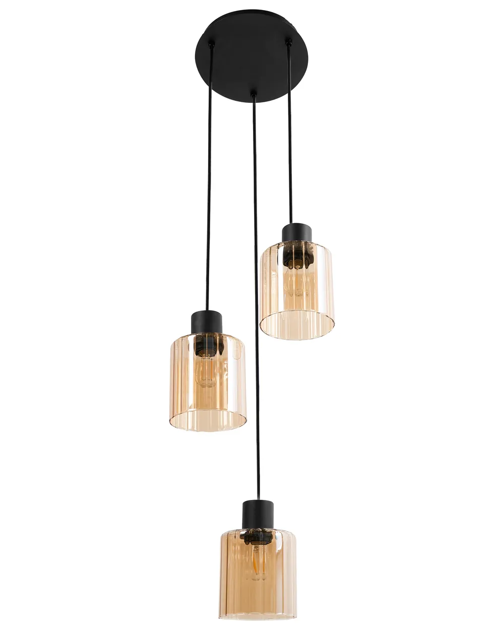 3 Light Pendant Lamp KITARE Glass Beige_1029054