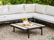 Garden Corner Sofa with Table 5 Seater BELLARIVA Eucalyptus Wood Off-White_933657