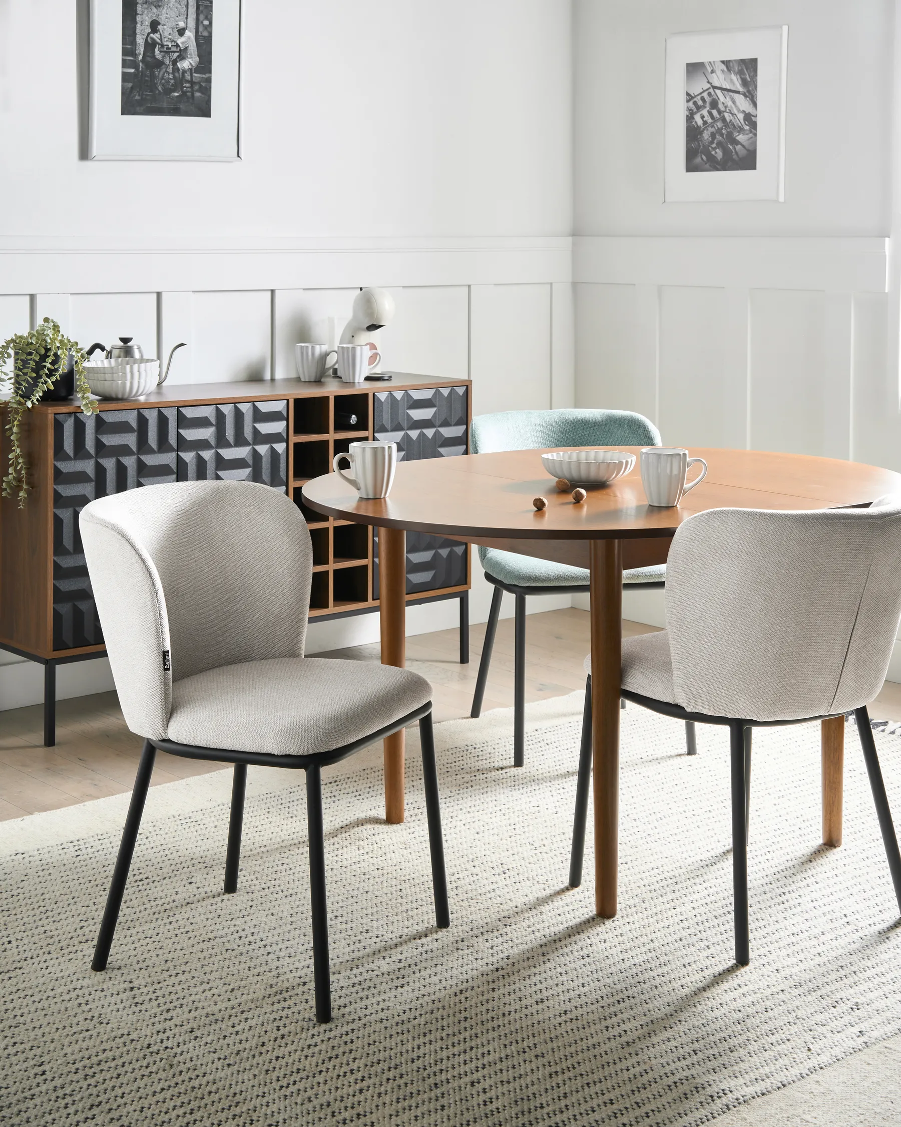 Set of 2 Dining Chairs ARTESIA Fabric Light Beige_1020648