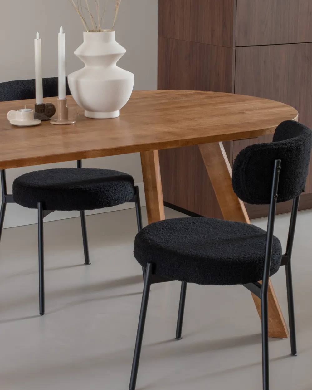 Set of 2 Dining Chairs ALLISON Boucle Black_952442