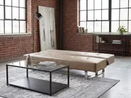 Sofa Bed 3 Seater DERBY Faux Leather Beige_1085435