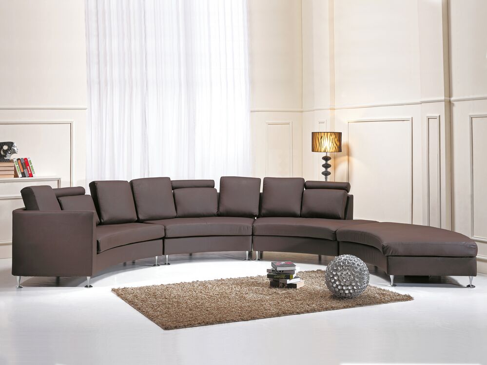 Halvrund soffa 7-sits ROTUNDE Läder Brun