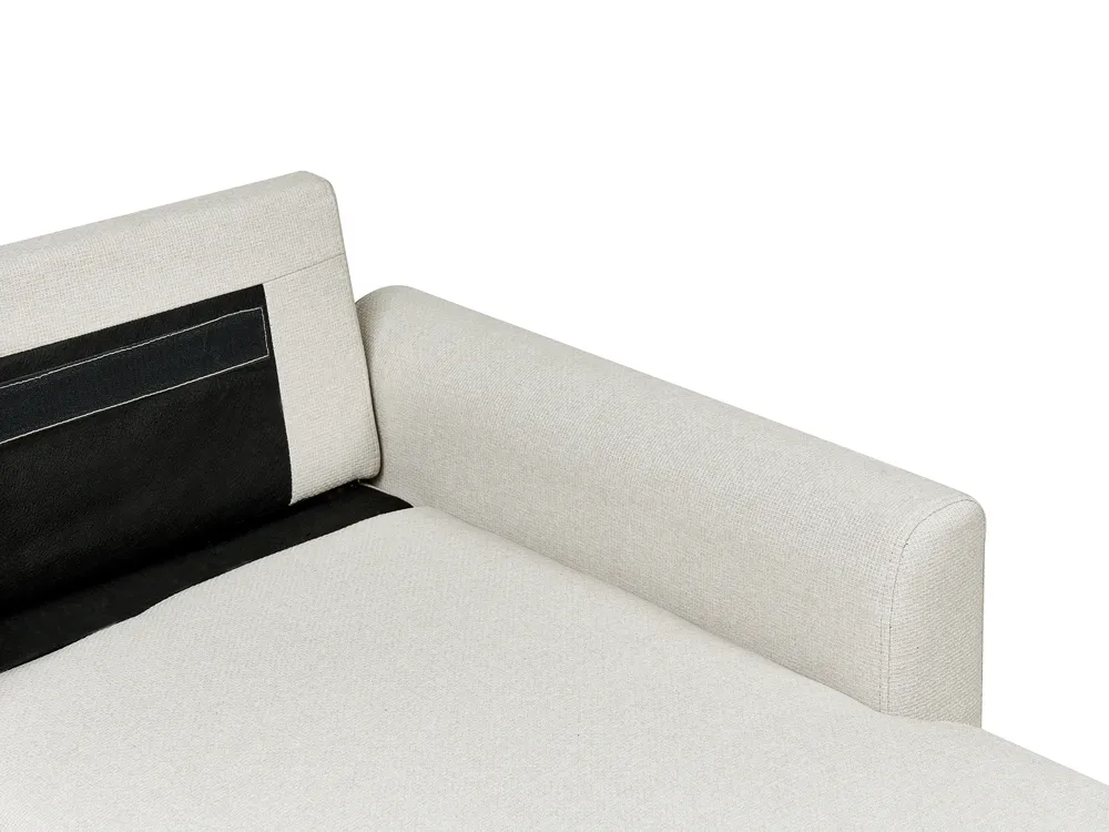 Corner Sofa Bed 3 Seater NASSJO Faux Linen Off-White Left Hand_999881